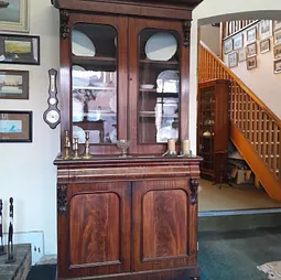 Quality  flame mahogany  2 part chiffonier - bookcase in original  condition.