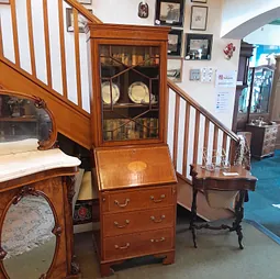 Small size fiddle mahogany bureau bookcase.